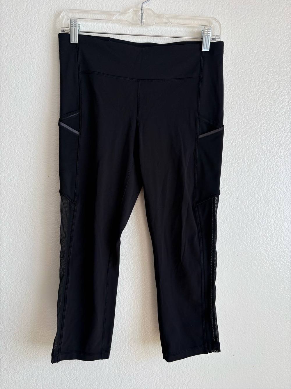 lululemon athletica Black Capri Leggings with Side Mesh Panels